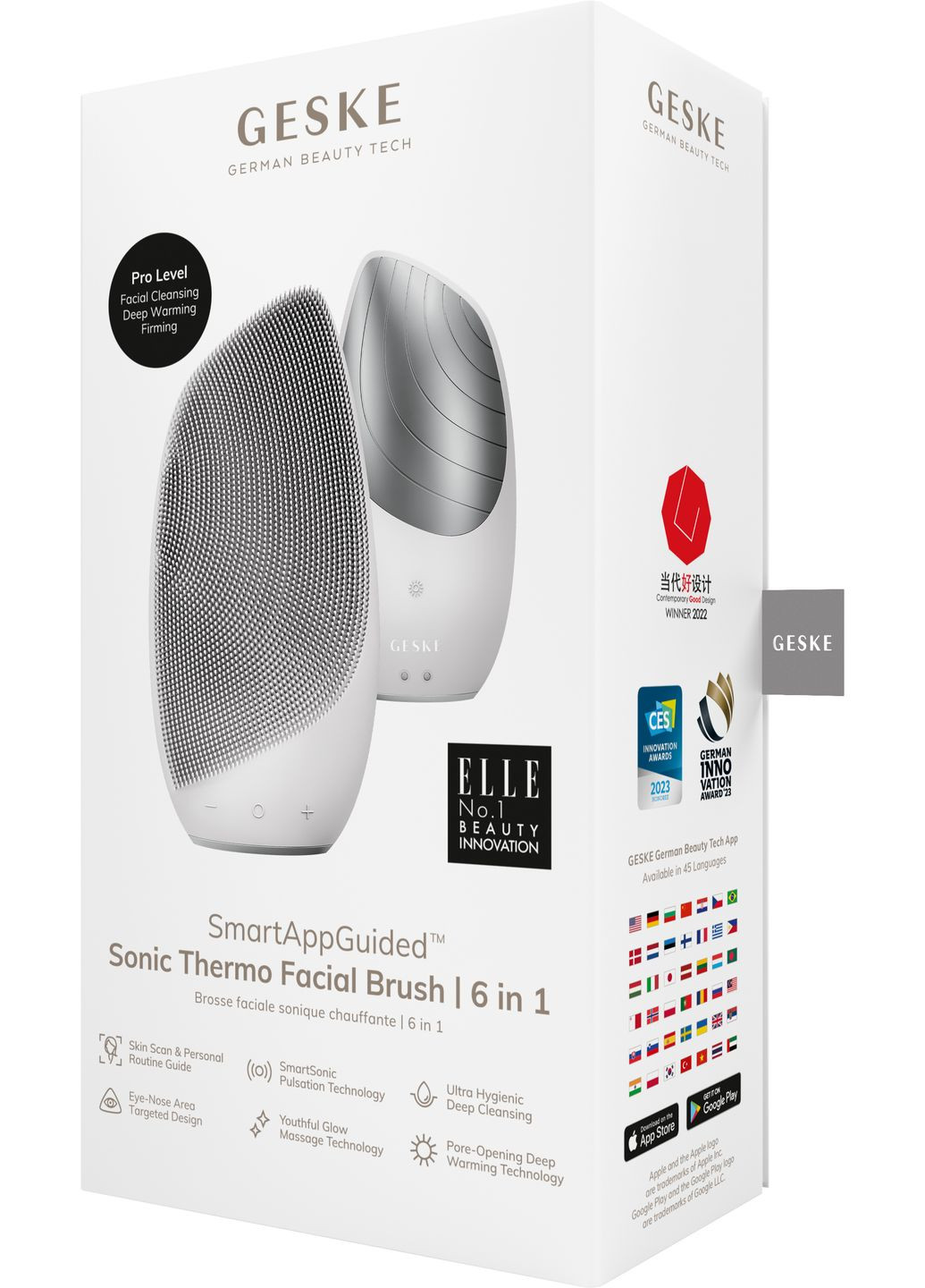 Електронна звукова термо щітка для обличчя Sonic Thermo Facial Brush 6в1 white GESKE (341526300)