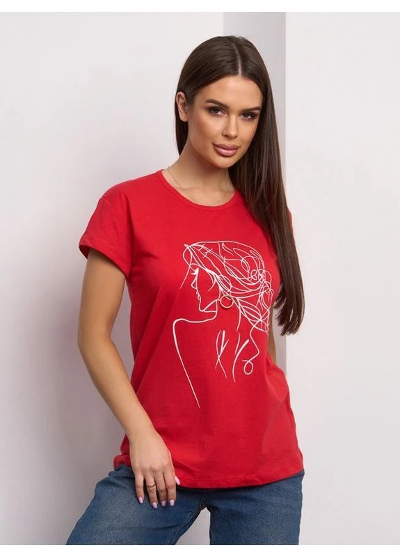 Бавовняна сіра футболка з малюнком No Brand - (402232375)