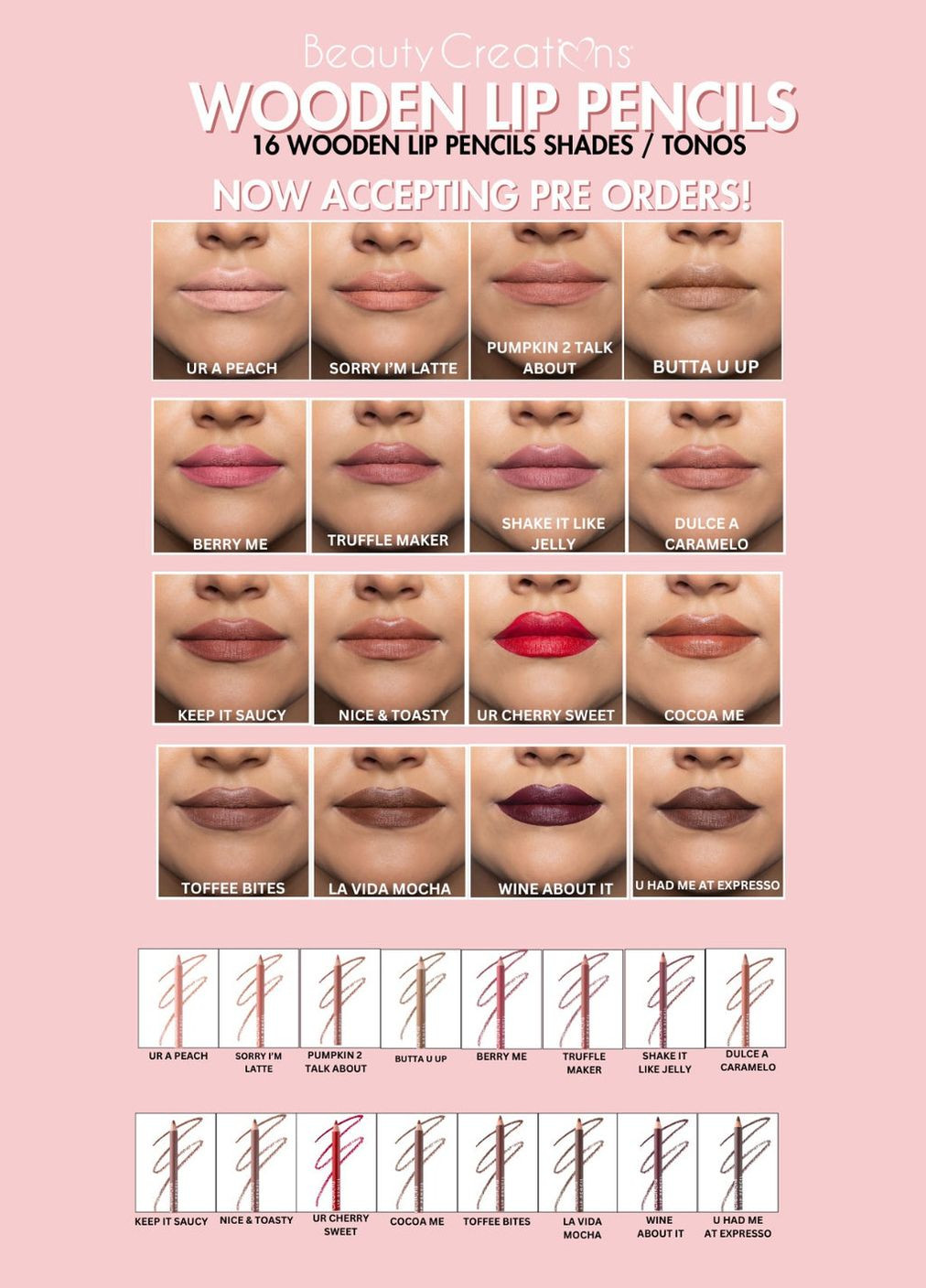 Олівці для губ Wooden Lip Pencil - TOFFEE BITES 1.4г Beauty Creations (330823813)