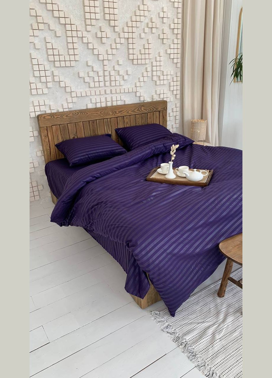 Півтораспальний КПБ мікро страйп сатин "Фіолетовий" (145х210, 70х70) Glav Textile (297365387)
