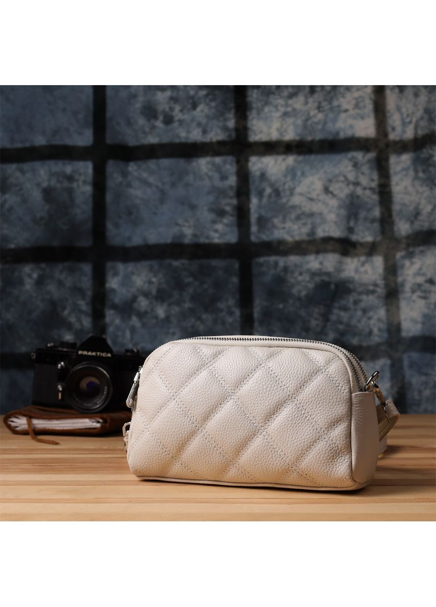 Модна жіноча сумка прошита ромбами з натуральної шкіри 22931 Білий Vintage (361679873)