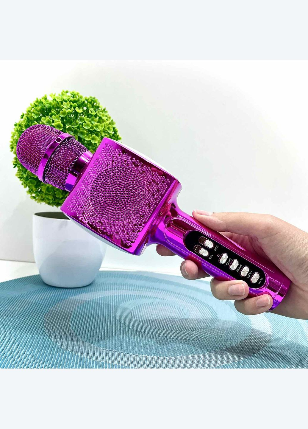 Мікрофон бездротової караоке bluetooth USB акумулятор TF слот 25см Фіолетовий (L20) No Brand (347645441)