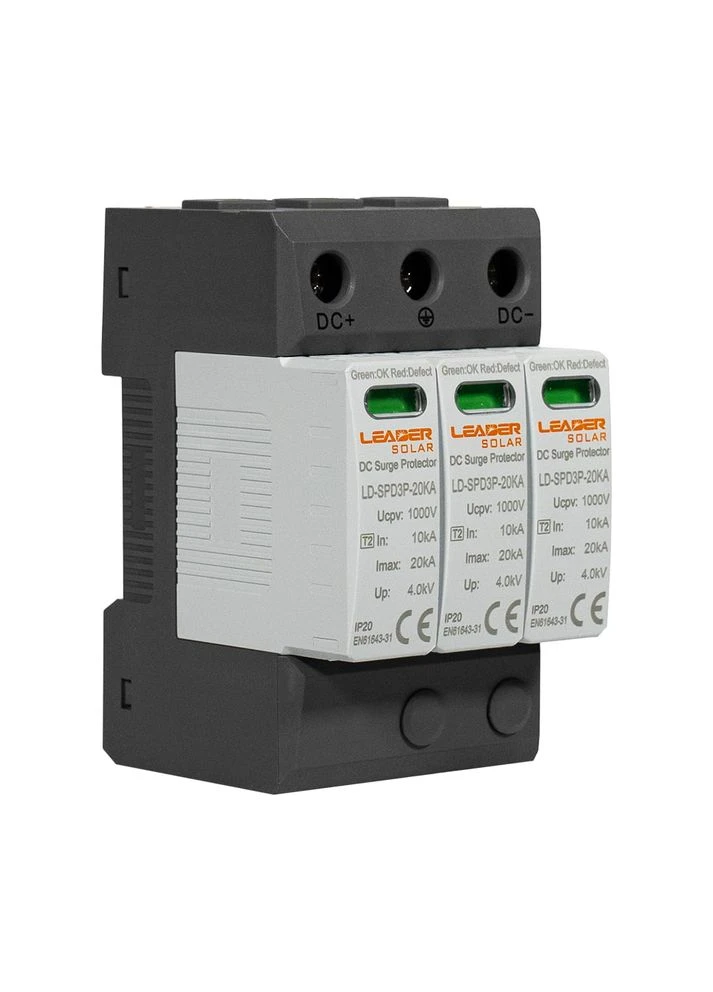 Обмежувач напруги DC 1000V LD-SPD3P-20KA-1000V під DIN-рейку (42-00214) Leader (393746287)