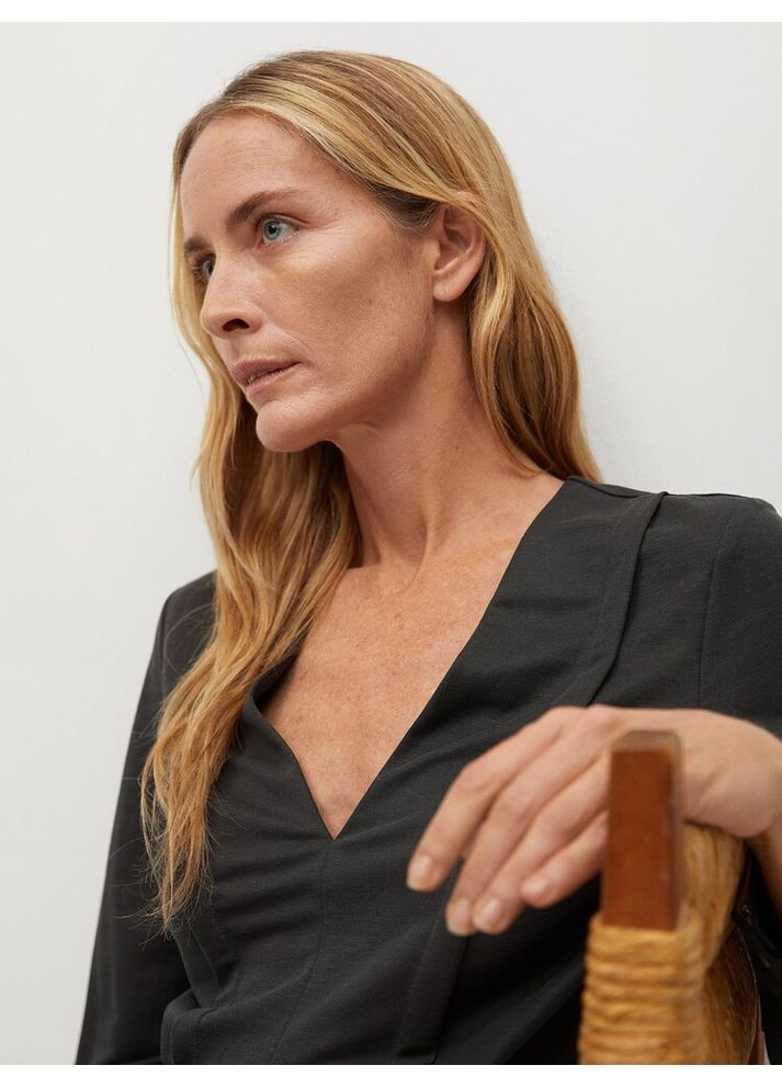 Темно-сіра сукня міді 87090526 Mango