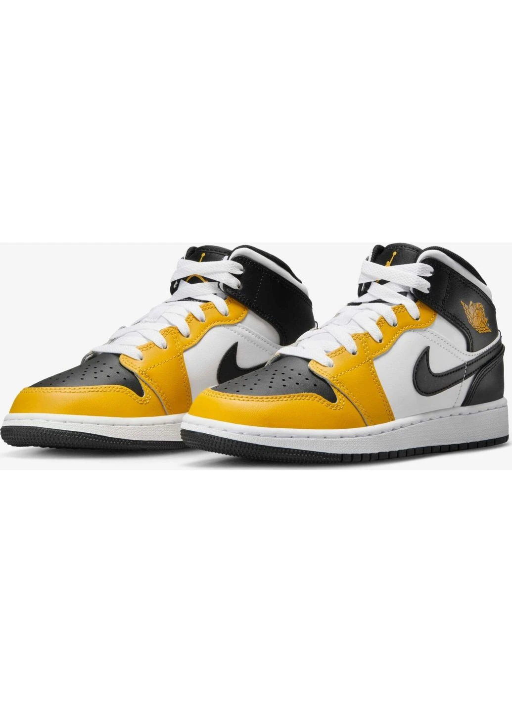 Желтые кроссовки подростковые (gs) желто-бело-черные dq8423-701 Nike AIR JORDAN 1 MID