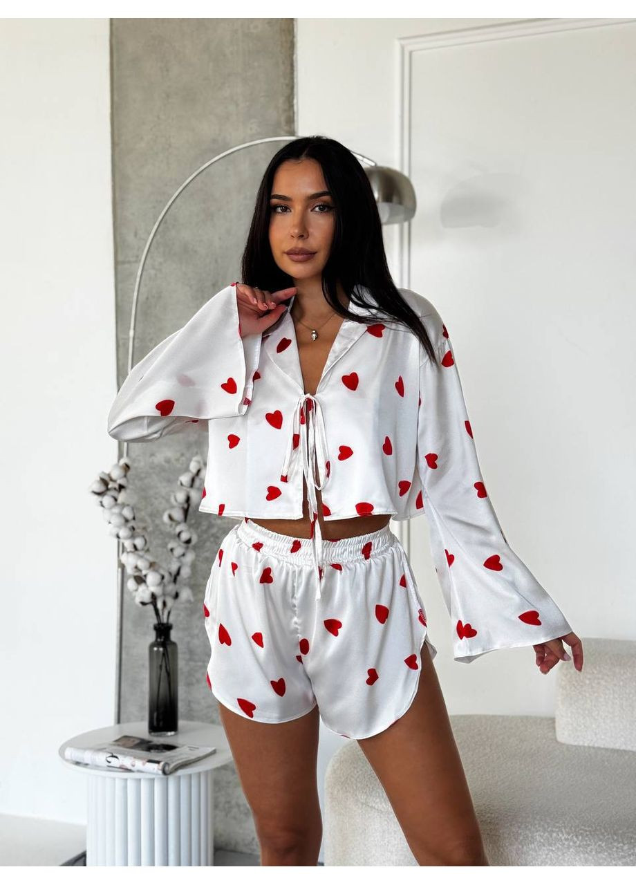 Белая всесезон пижама рубашка + шорты Україна UMButik