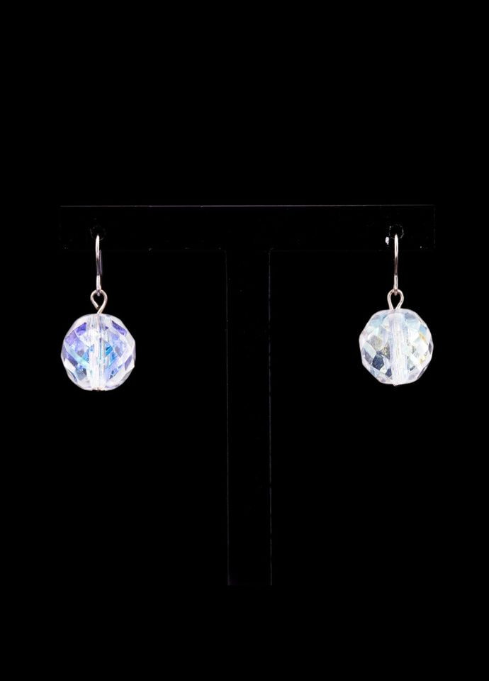 Жіночі сережки круглої форми із кристалами світло-блакитного кольору Jablonec (300095882)