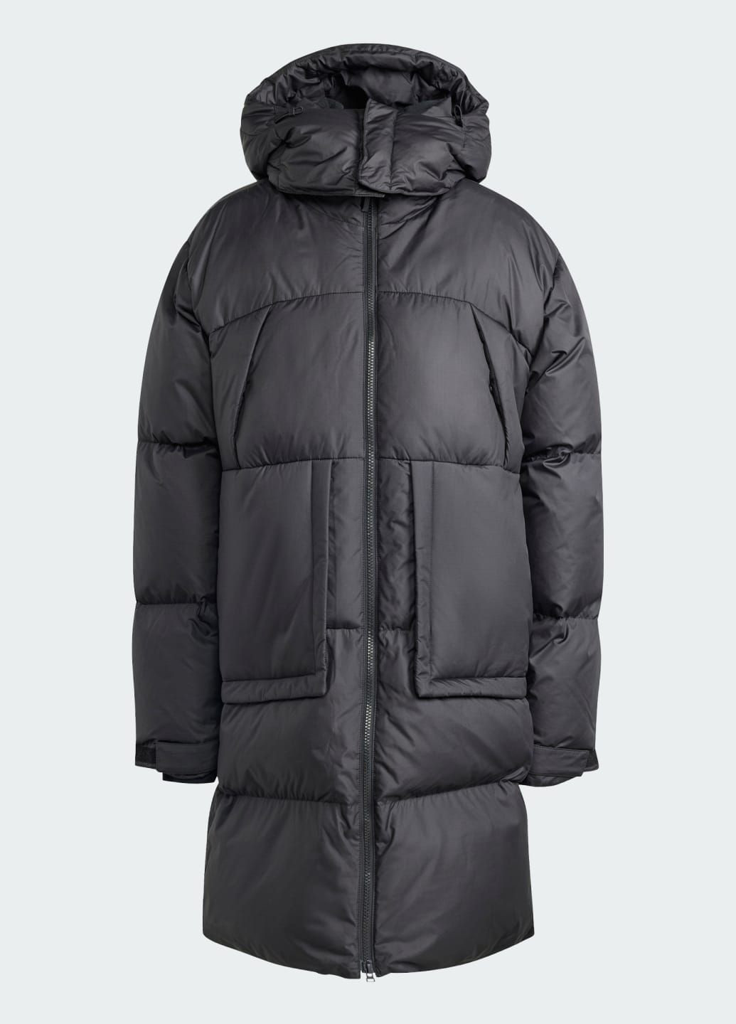 Черная демисезонная пуховик big baffle adidas