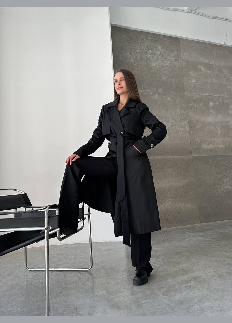 Стильний тренч тренчкот на гудзиках, на зав'язках демісезон (325417825)