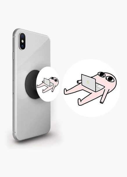 Попсокет держатель для смартфона (Popsockets) Мультик Черный No Brand (302083836)