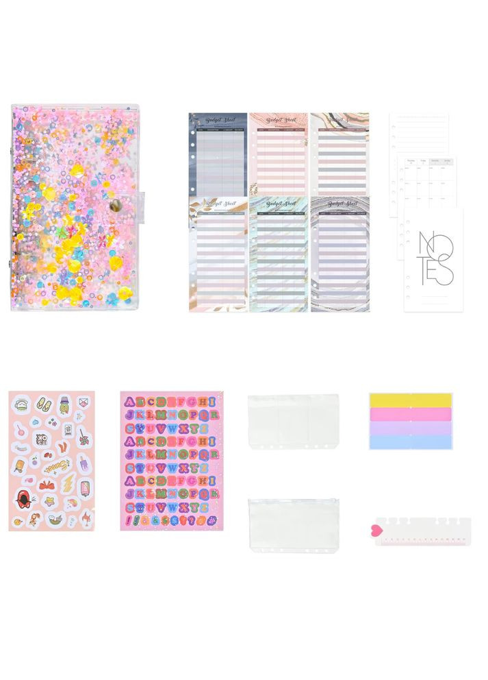 Блокнот-планер для фінансів 12,5х19,5 см, планер бюджету та зберігання грошей, органайзер прозорий з блискітками No Brand (369802983)