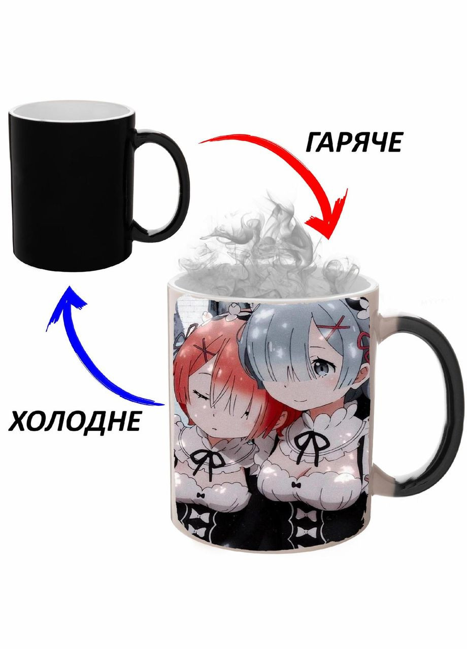 Чашка хамелон Переродження: Життя з нуля в іншому світі Аніме #001 (кухоль, горнятко) Чорна 330 мл No Brand (323471141)