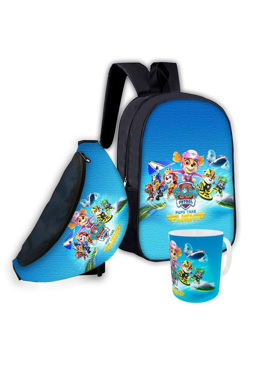 Набір дитячий Щенячий патруль рюкзак 36х27см сумка-бананка, кружка з принтом для хлопчика (1863) No Brand (326960450)