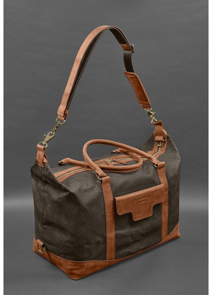 Дорожная сумка из коричневого конваса и натуральной светло-коричневой кожи. BlankNote (348359111)