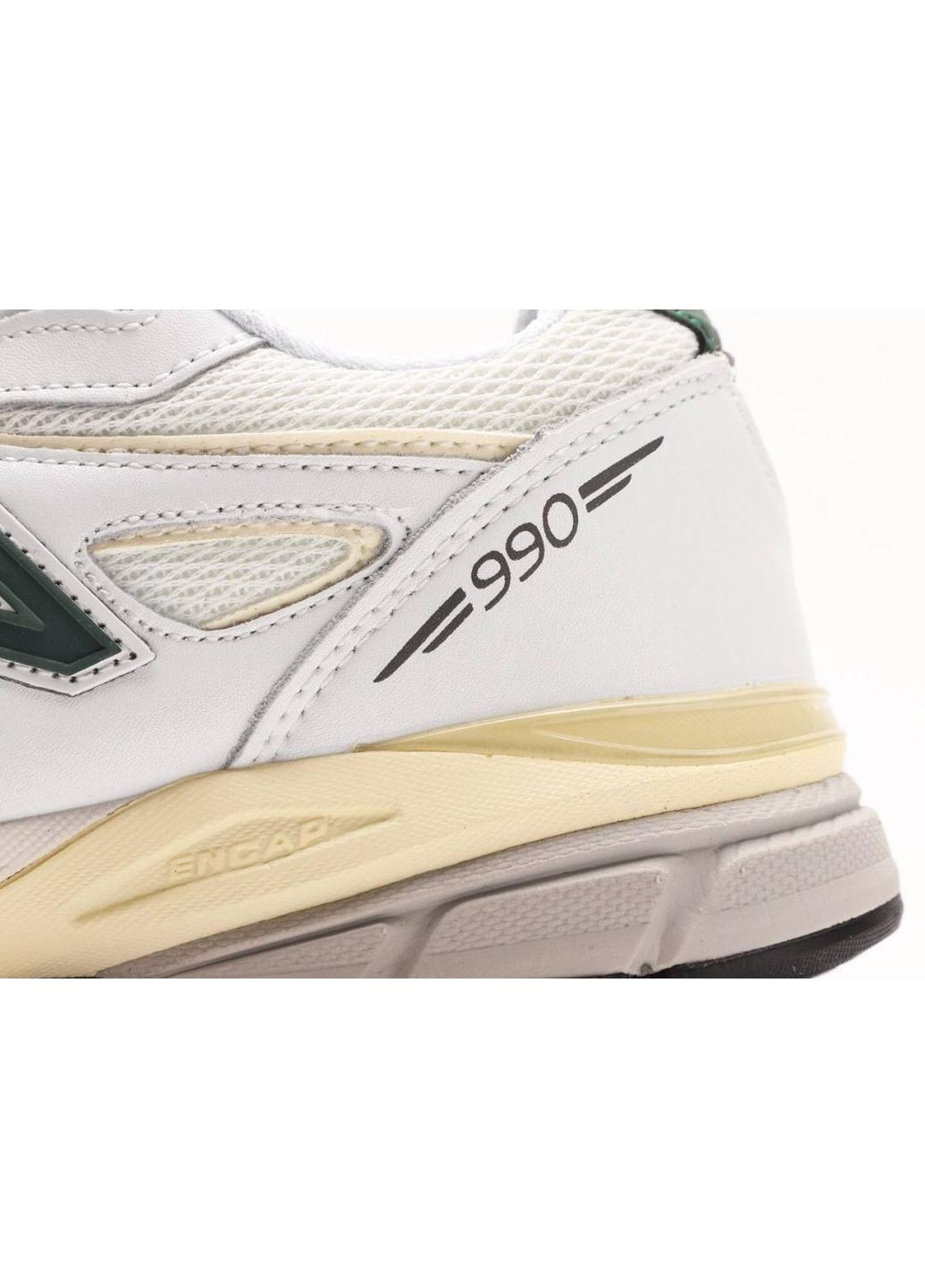 Белые демисезонные кроссовки мужские new balance 990 white green нью беланс 990 белые No Brand