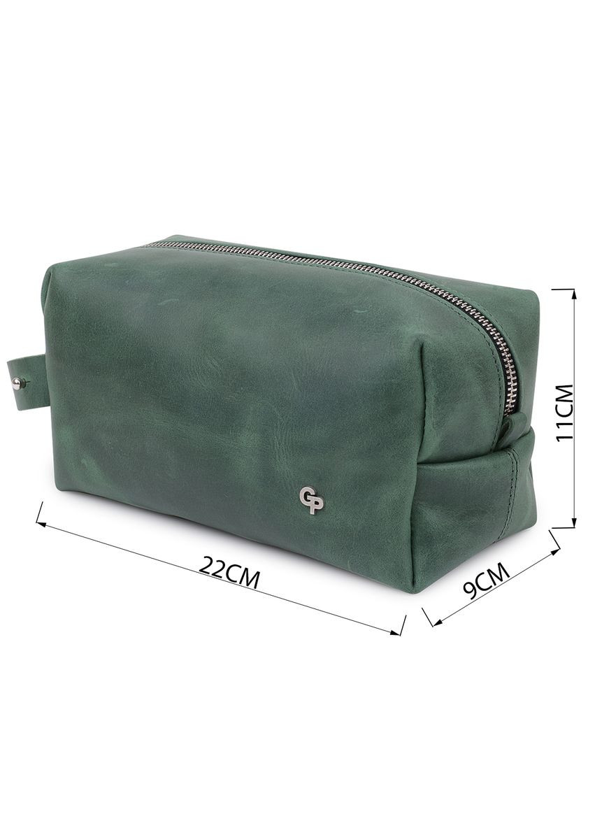 Кожаная косметичка унисекс 11573 Зеленый Grande Pelle (331907107)