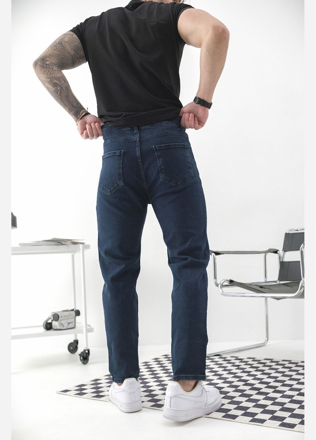 Синие демисезонные мужские джинсы regular fit karma темно-синего цвета Without