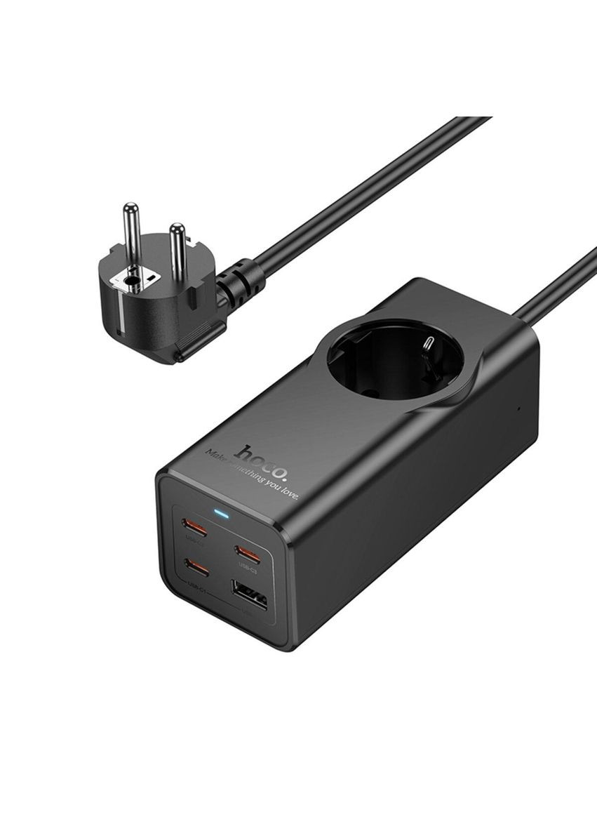 Сетевой удлинитель NS9 Wisdom 1-position (PD67W/3C1A) desktop socket (EU/GER) Black Hoco (335807128)
