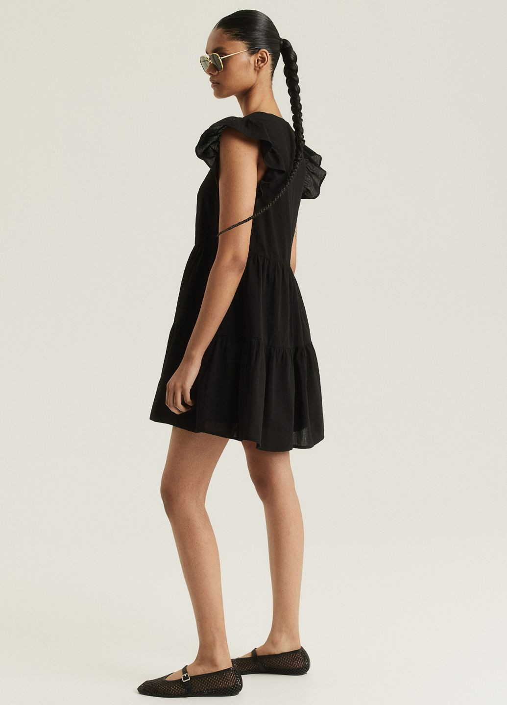 Чорна кежуал сукня міні з бавовни H&M однотонна