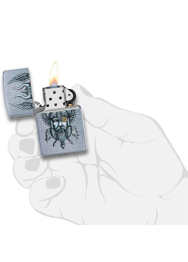 Комплект Зажигалка Viking Warrior Design 29871 + Подарочная упаковка + Бензин + Кремни Zippo (316518012)