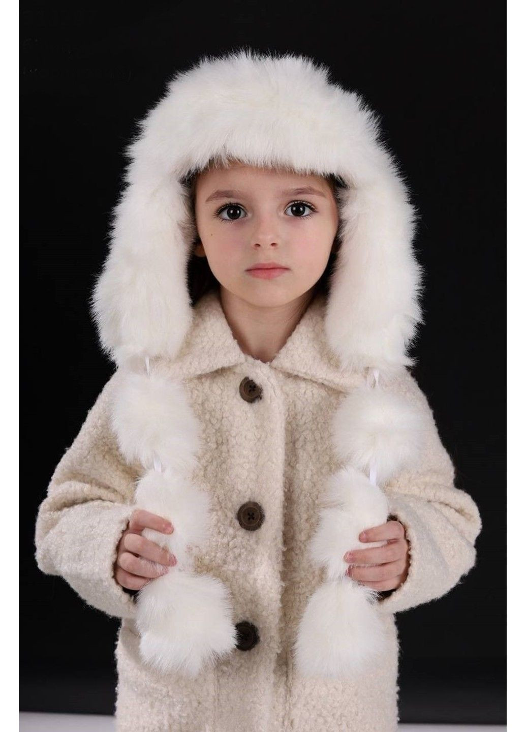 Шапка вушка дитяча з хутром біла Matador (306734151)