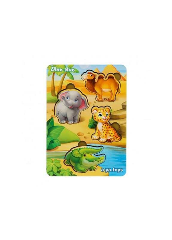 Деревянный пазл-вкладыш "Животные Африки-2" (ПСФ060) PSF060 фон с подсказкой Ubumblebees (302010223)