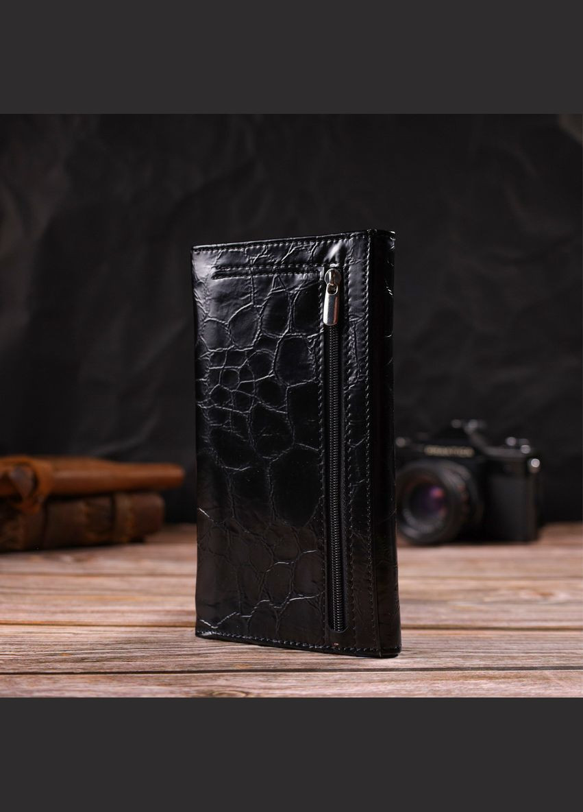 Необычный женский кошелек из натуральной фактурной кожи 21834 Черный Canpellini (331911057)