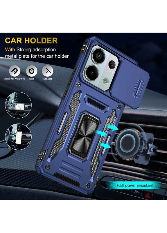 Ударостійкий чохол Camshield Army з кільцем для Xiaomi Poco X6 / Note 13 Pro 5G Синій Epik (372499714)