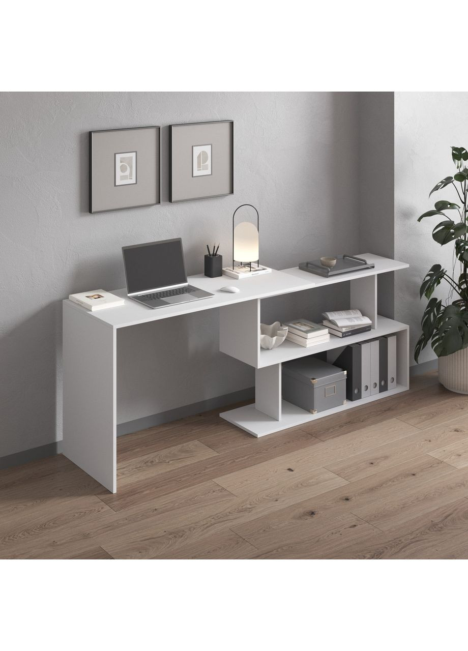 Письмовий стіл-трансформер, комп'ютерний поворотний стіл 1200x766x500 (hm-41-wh) VAYS (363134661)