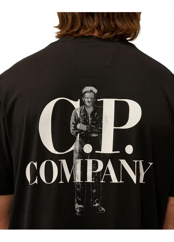 Черная мужская футболка с принтом cp black No Brand
