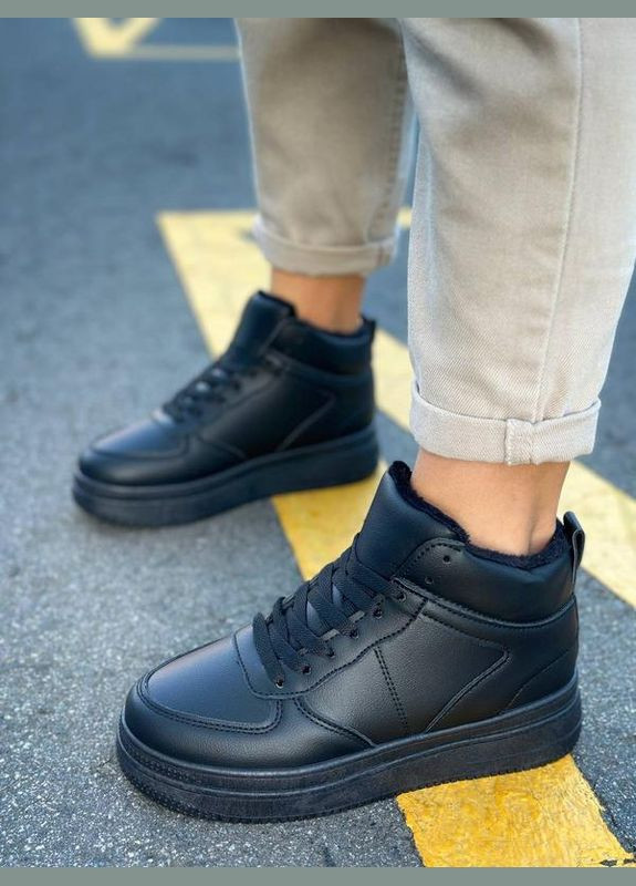 Зимние черные зимние кроссовки, хайтопы зимние, зимние спортивные ботинки. Stilli без декора из искусственной кожи