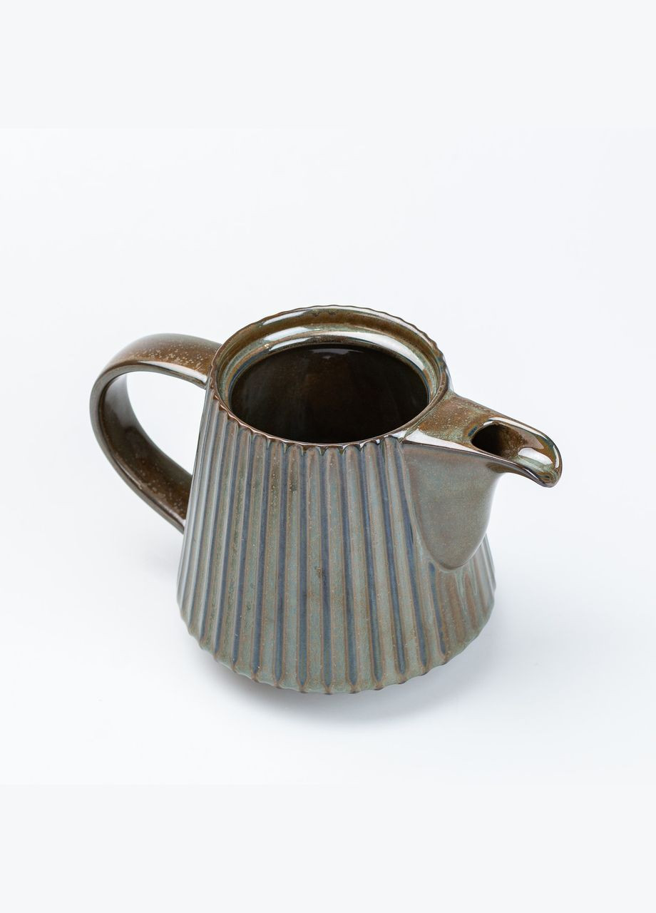 Заварочный чайник 850 мл керамический с бамбуковой крышкой Зеленый с коричневым TS Kitchen (315637511)