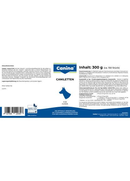 Витамины Caniletten комплекс для взрослых собак, 300 г (150 табл) (*) Canina (322591970)