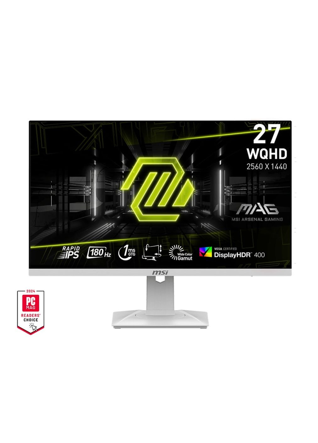 Монитор 9S6-3CC29H-246 27" MAG 274QRFW 2xHDMI, DP, Audio, IPS, 2560x1440, 180Hz, 1ms, sRGB 123%, FreeSync, Pivot, HDR400, MSI (365731092)