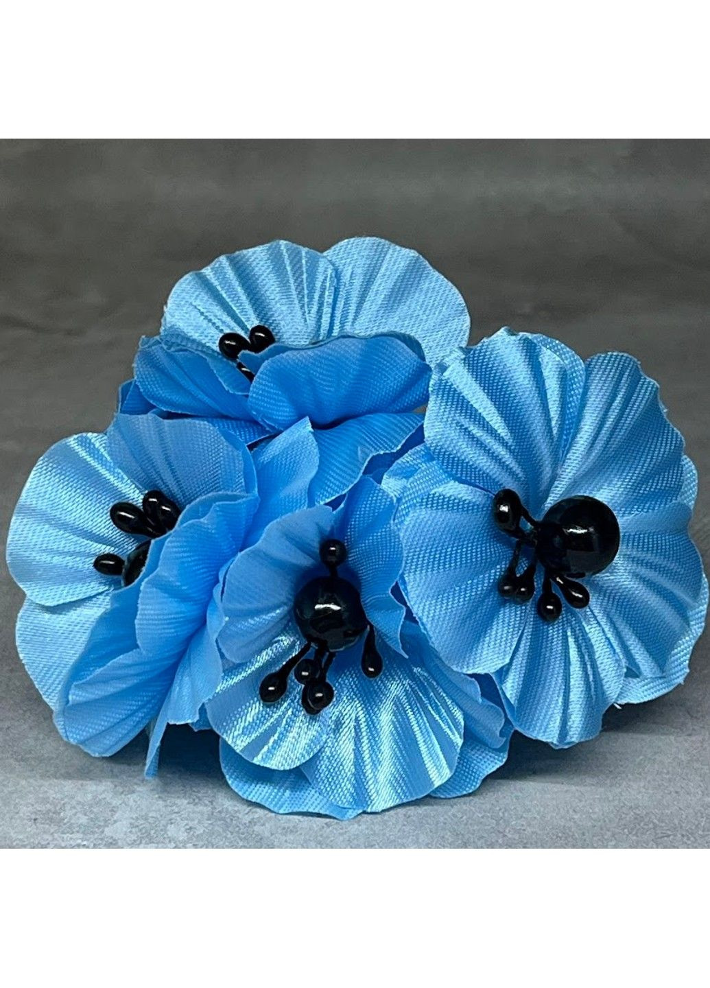 Букет дикого маку, колір блакитний, Ø квітки ~4,8 см, довжина дроту 7 см, арт 017859, 1 букет (5 квітів) No Brand (322169721)