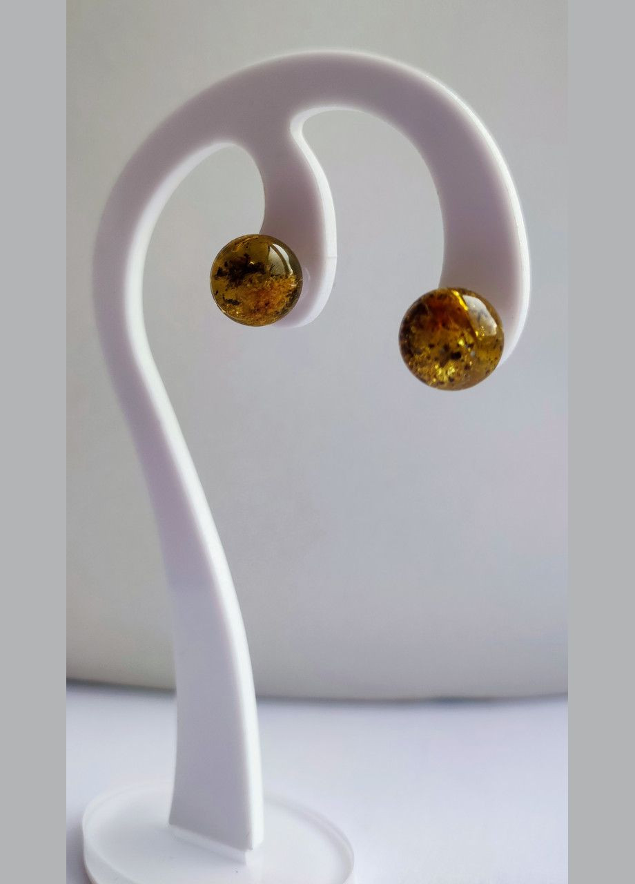 Сережки 2554 "гвоздики" з натурального бурштину з вкрапленнями срібло MINOV (311310507)