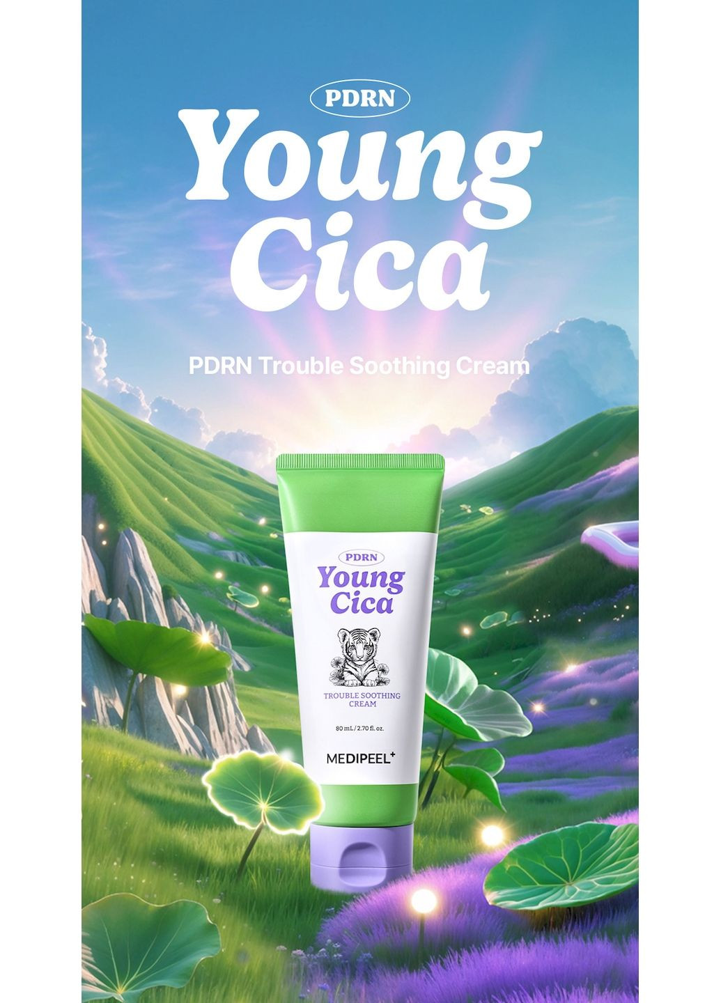 Medi-Peel Заспокійливий крем MEDI PEEL YOUNG CICA PDRN TROUBLE SOOTHING CREAM для обличчя з центелою та PDRN 80 мл — Крем, Південна Корея (360806622)