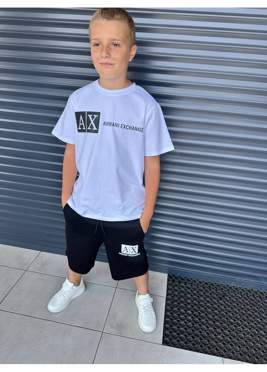 Чорно-білий літній костюм футболка + шорти хлопчик No Brand