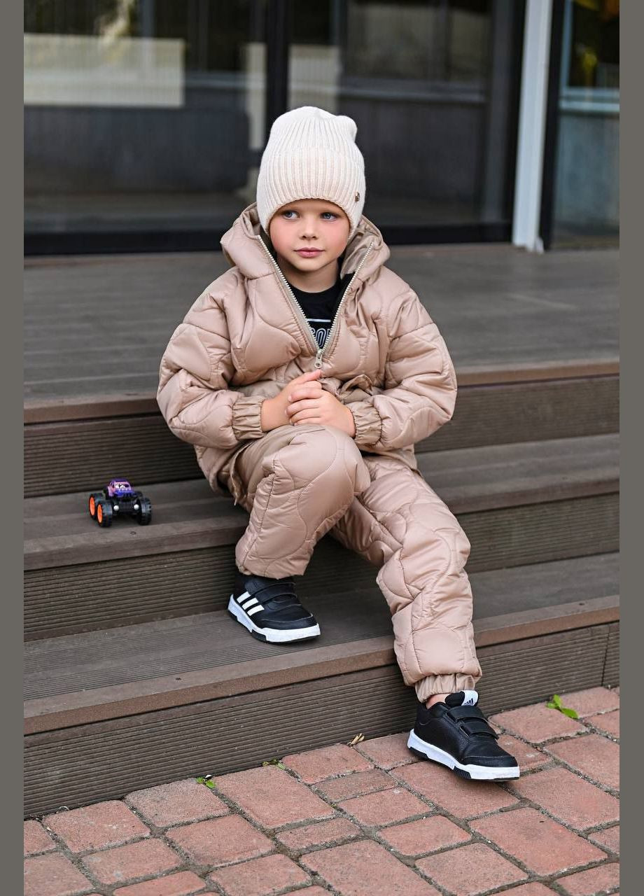 Бежевый зимний костюм зимний двойка popluzhnaya