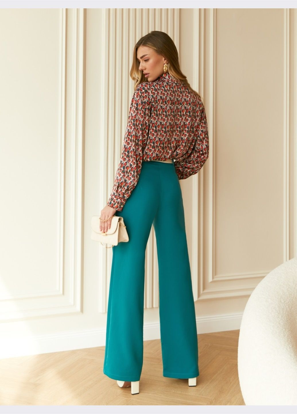 прямые брюки в классическом стиле зелёные Dressa (287340382)