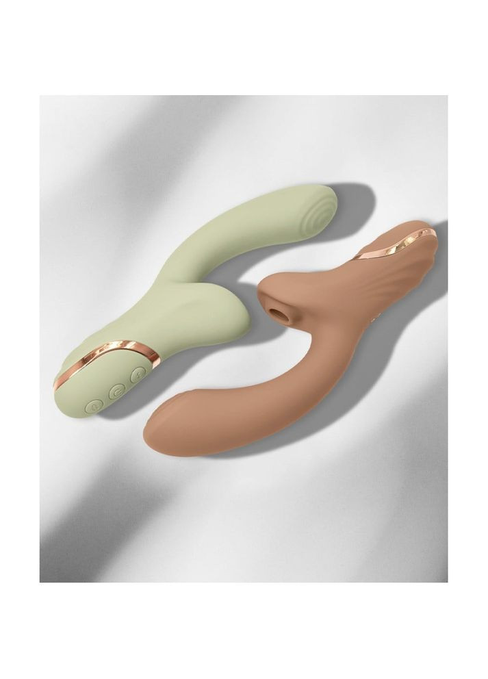 Вібратор для точки G з вакуумним стимулятором клітора Sweet Em Velvet Lure бежевий No Brand (303889896)