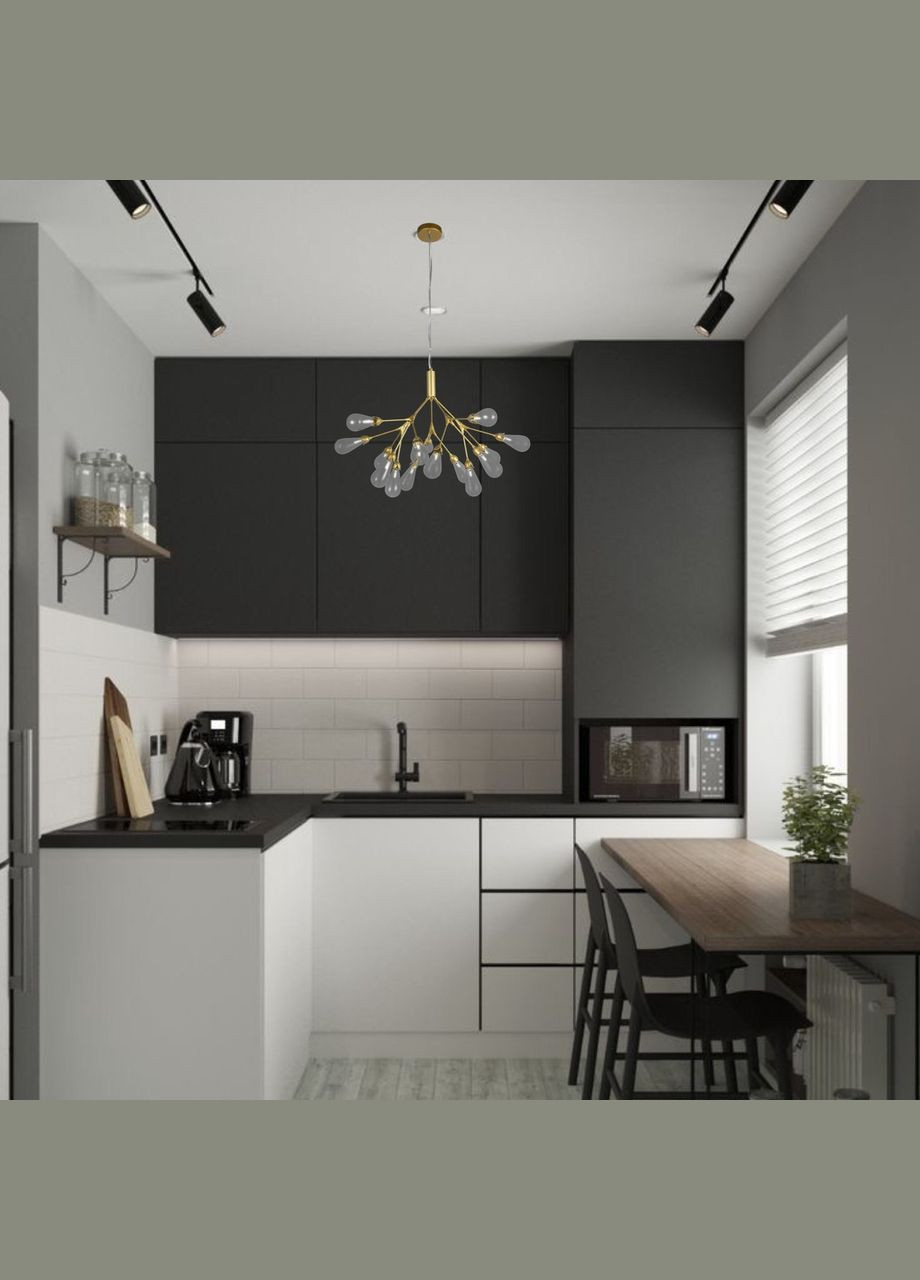 Золота люстра з прозорих бутонів на 15 ламп (918-LP268-15 GD+CL) No Brand (370072355)