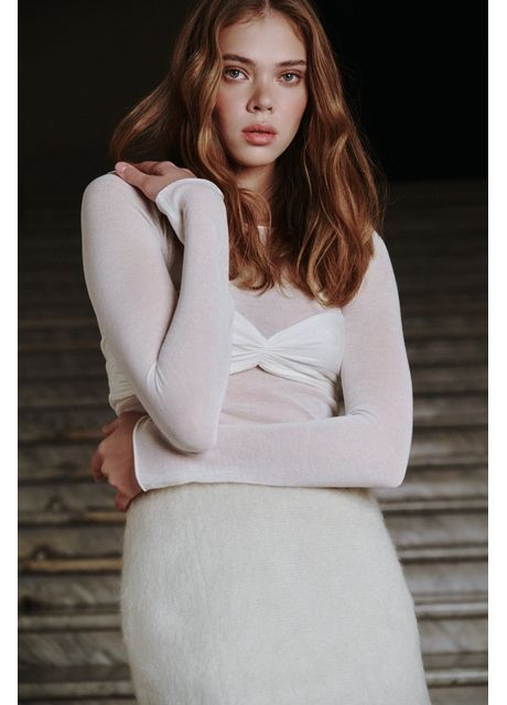 Лонгслів з ліфом молочний TAYU Лонгслив (364895285)