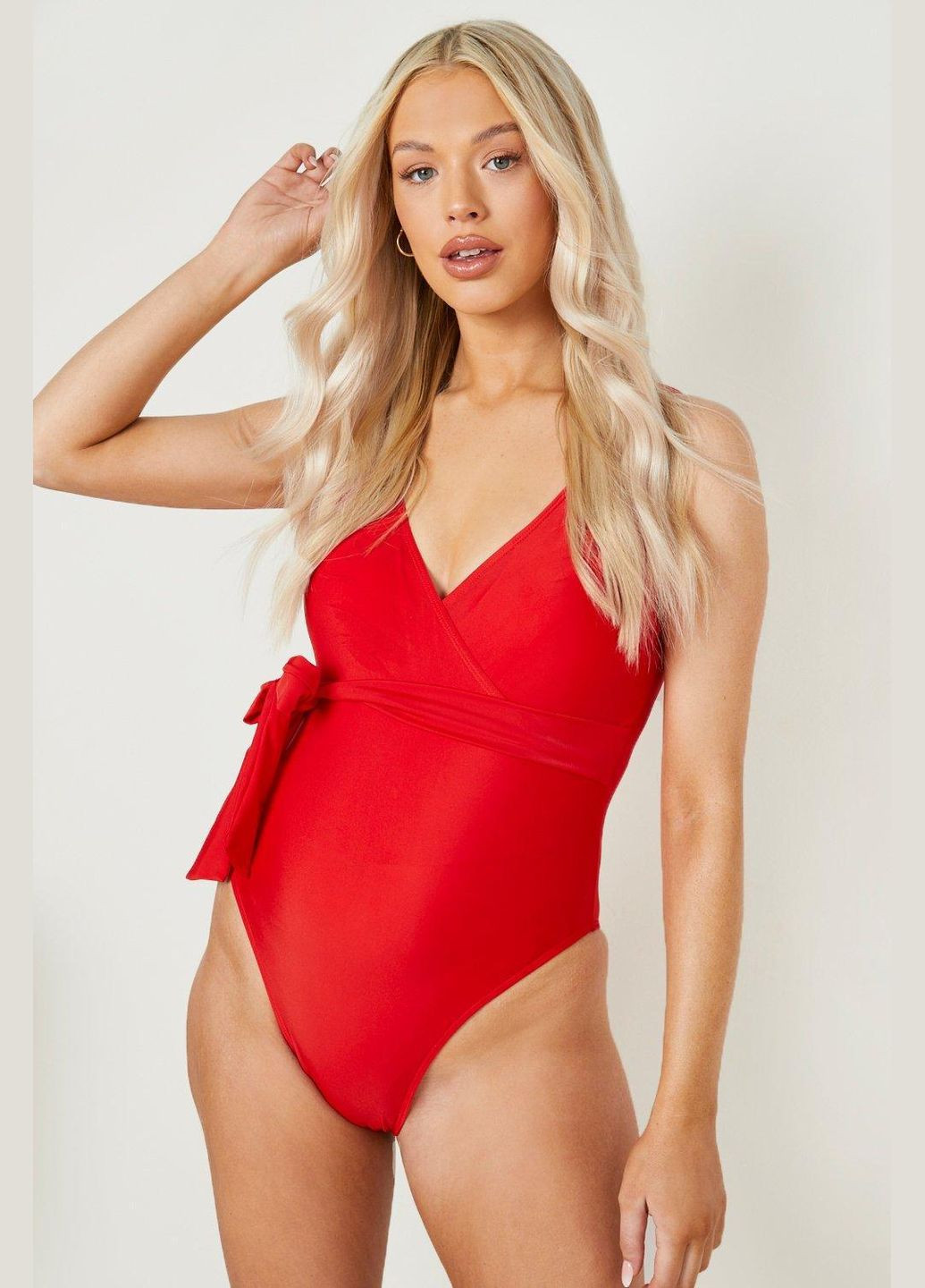 Червоний літній купальник суцільний для вагітних суцільний Boohoo