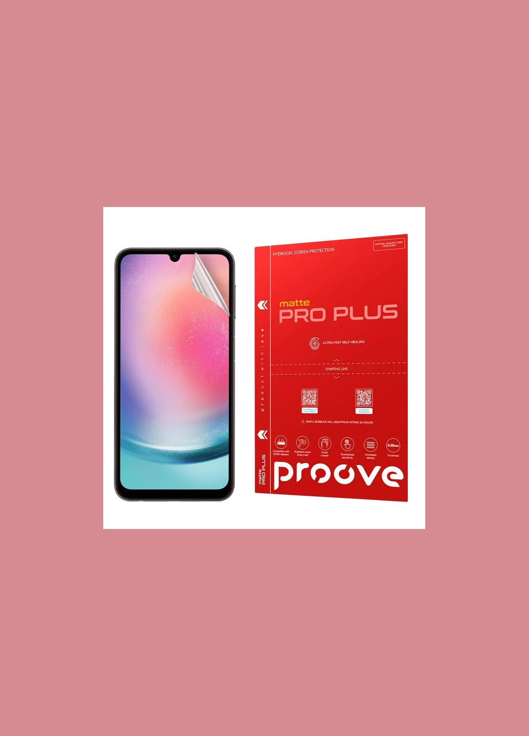 Ударопрочная 3D-плёнка Hydrogel PRO PLUS Matt для Samsung Galaxy A55 5G (SM-A556B), матовая, полная защита дисплея Proove (337348388)