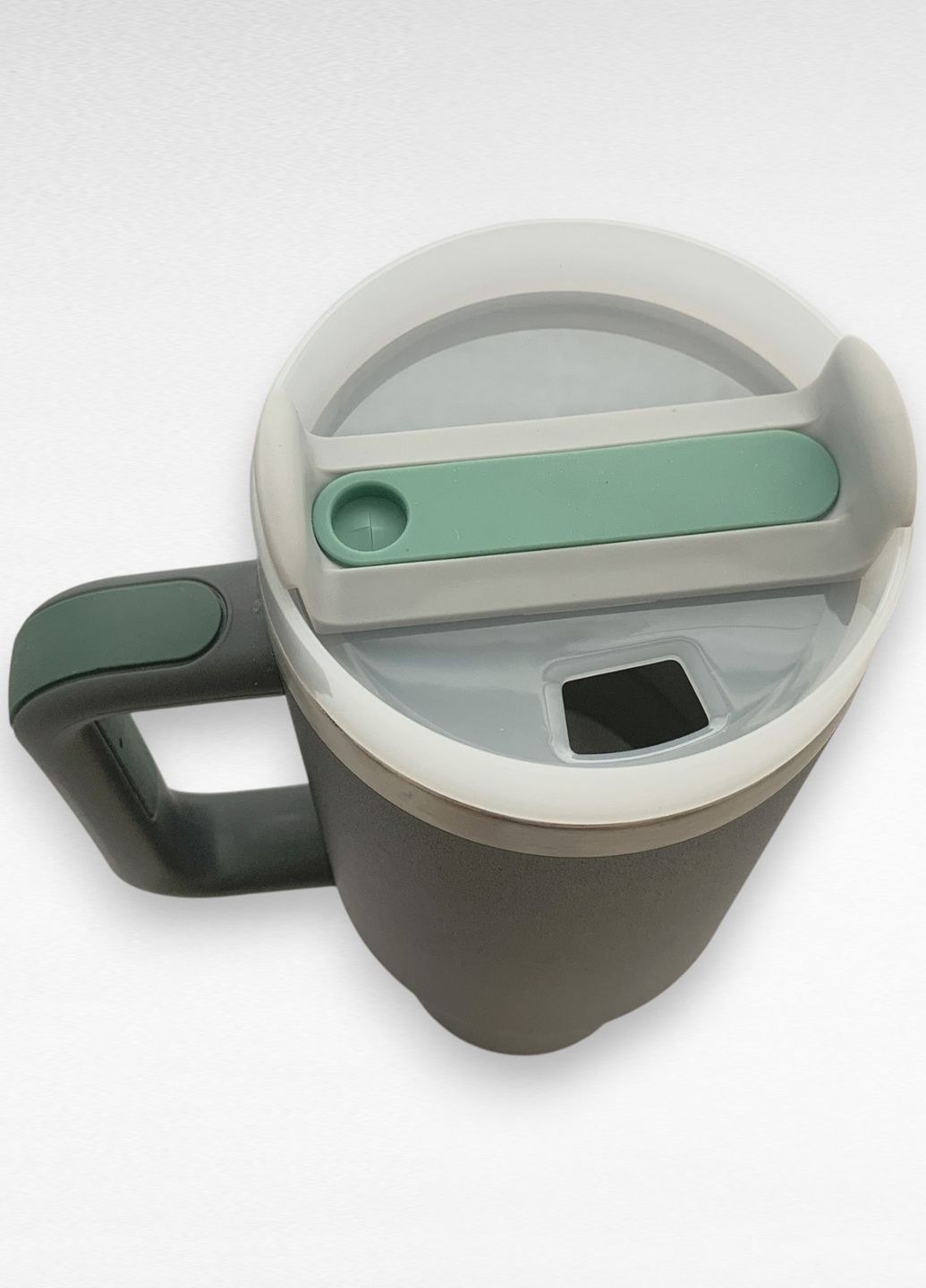 Термокружка с ручкой и трубочкой, 1100 мл, графит No Brand (316464885)