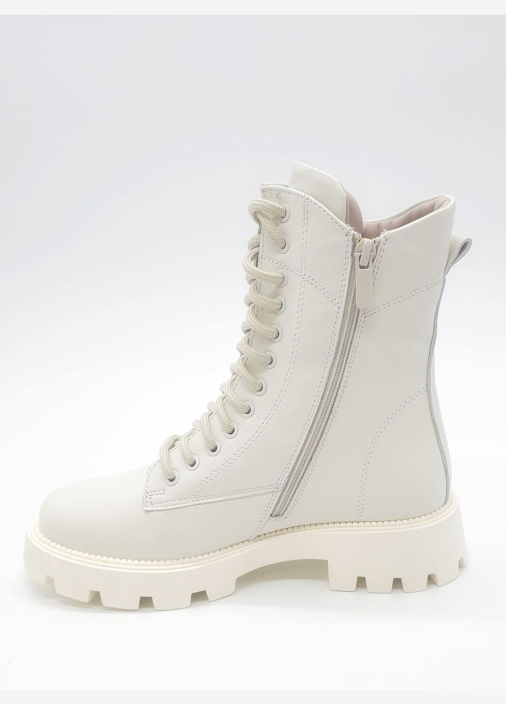 Осенние женские ботинки зимние молочные кожаные k-17-2 23 см (р) Kento