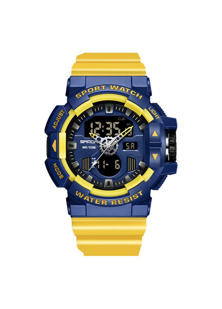 Часы 3129 Yellow Blue кварцевые спортивные для мужчин с будильником и секундомером ProDobro (367266617)