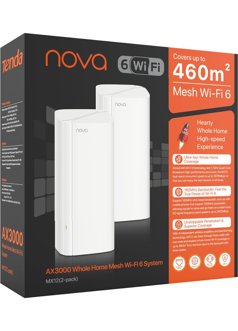Wi-Fi система Nova MX12 (MX12-KIT-2) (2pack) AX3000 RU Tenda (330031720)