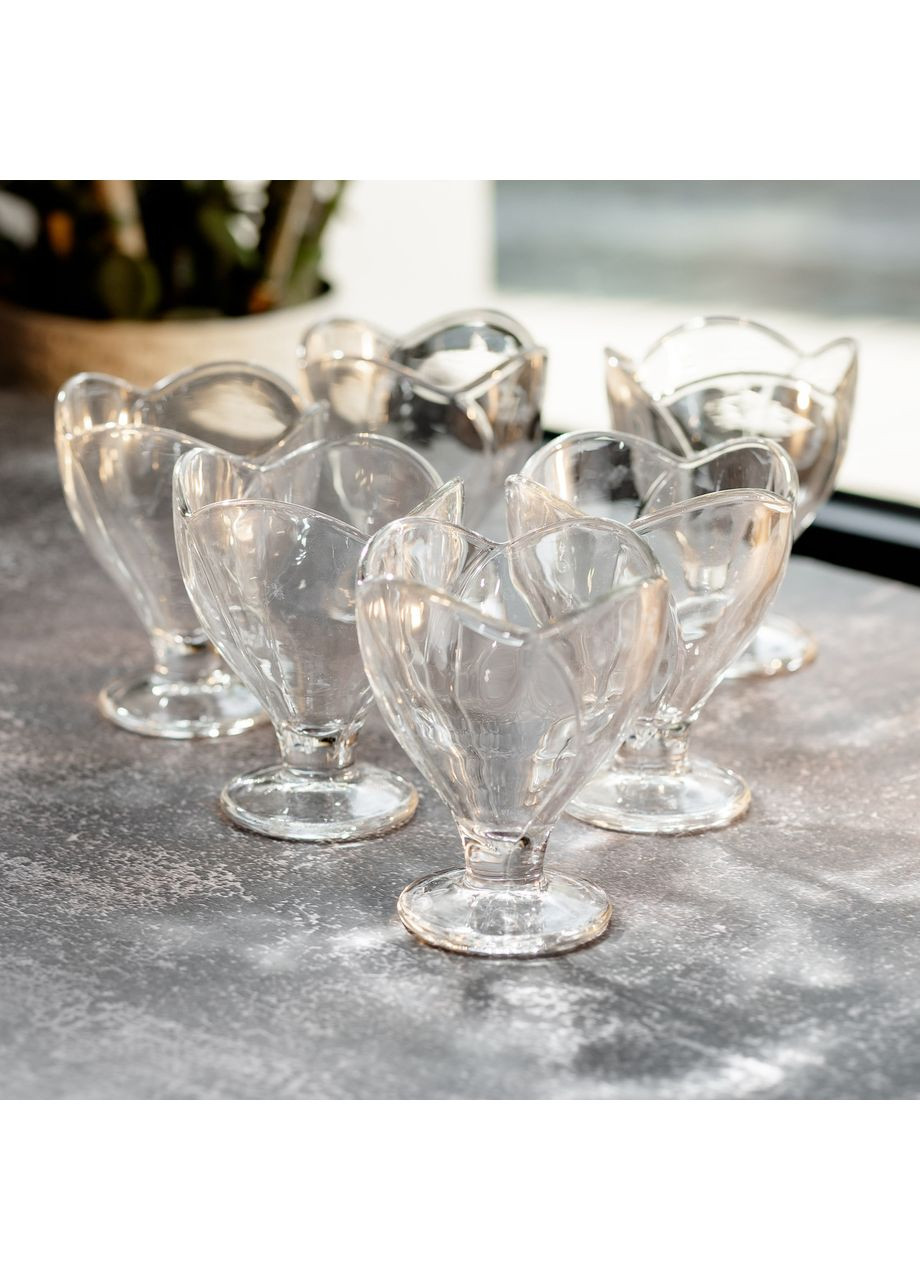 Набір креманок на ніжці 6 шт креманки скляні для десертів, морозива, желе набір 180 мл HP-YH-64 Yiwu (370801184)